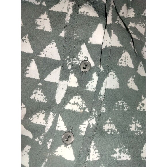Ann Taylor Loft | Grey White Geometric Flowy Business Casual Blouse Size Small - Picture 4 of 5